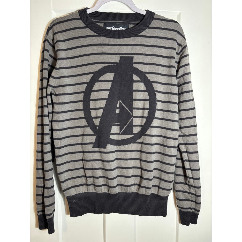 Marvel Avengers Sweater Long Sleeve Grey‎ w/ Black Stripe Size M